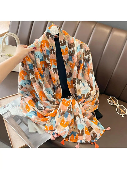 Printed Cotton Hijab Scarf & Shawl for Women | Lightweight Beach Wrap | 5 Designs