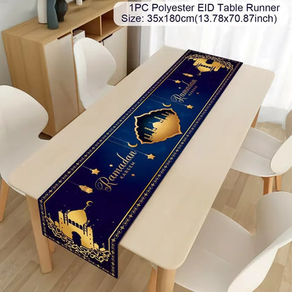 Ramadan Table Runner - Eid Mubarak Cloth Decoration 180x35cm