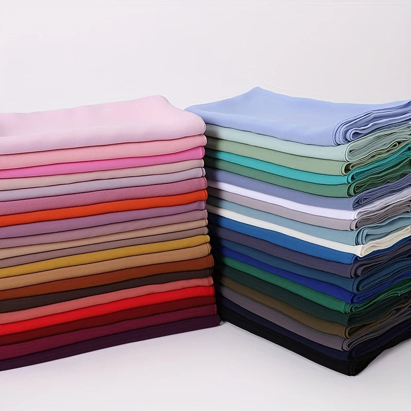 Solid Color Chiffon Square Hijab - 110x110cm Women's Head Wrap