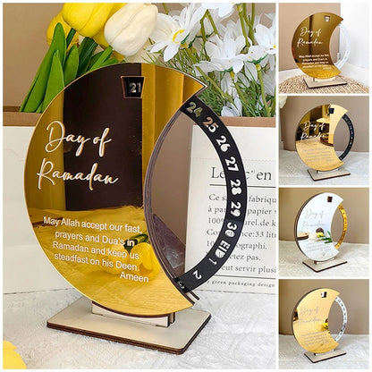 Ramadan Countdown Calendar – Acrylic Eid Mubarak Ornament with Interchangeable Numbers | 11 Designs