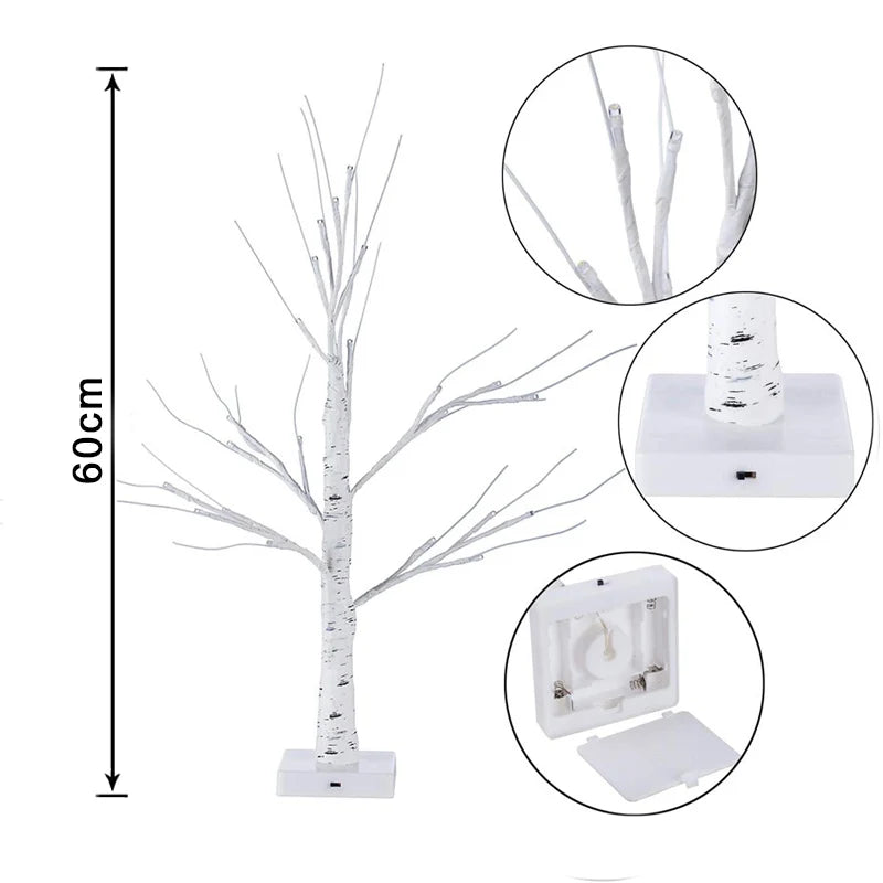 Ramadan LED Birch Tree Light – Star & Moon String Lights, 1.5m 10 LED