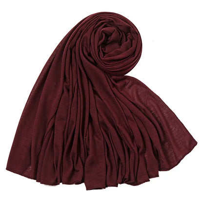 Women's Plain Cotton Jersey Hijab Scarf – Long Soft Shawl, 39 Colors