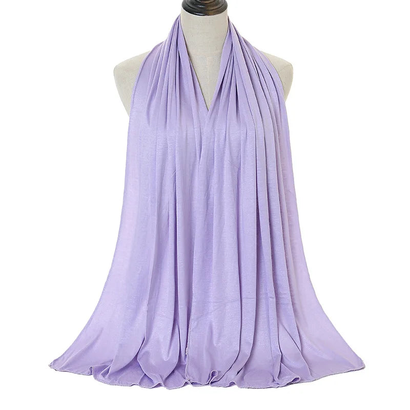 Jersey Hijab Scarf - 170x60cm Solid Color Stretch Polyester Shawl