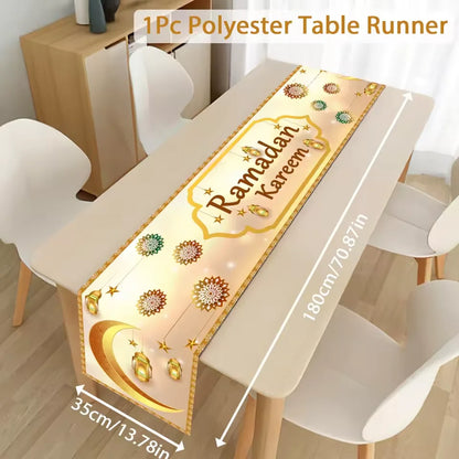 Ramadan Table Runner - Eid Mubarak Cloth Decoration 180x35cm