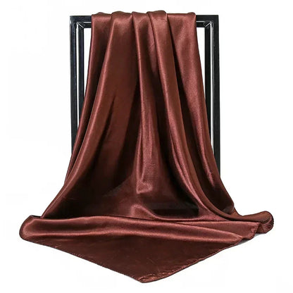 Satin Silk Square Hijab Scarf for Women | 90×90cm Shiny Solid Wrap | 32 Colors