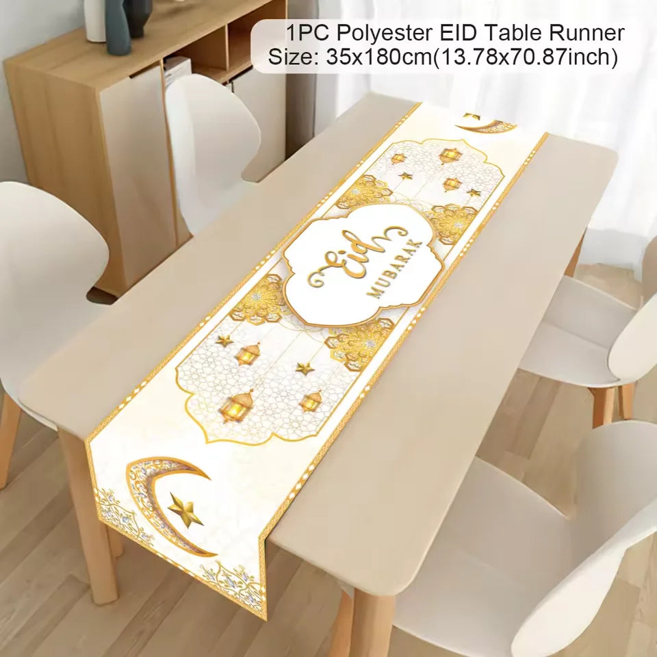 Ramadan Table Runner - Eid Mubarak Cloth Decoration 180x35cm