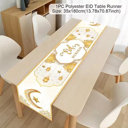 Ramadan Table Runner - Eid Mubarak Cloth Decoration 180x35cm