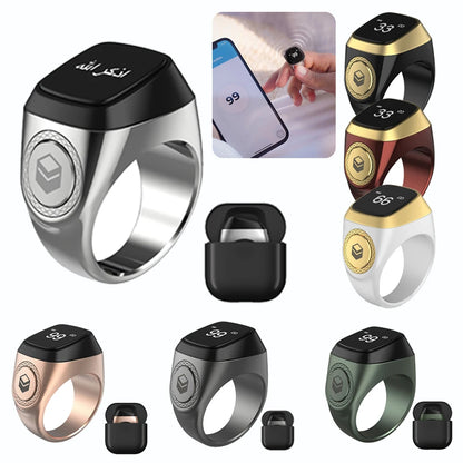 iQibla Smart Tasbeeh Ring M02 PRO – Bluetooth 5.1, OLED Display, 5 Prayer Reminders