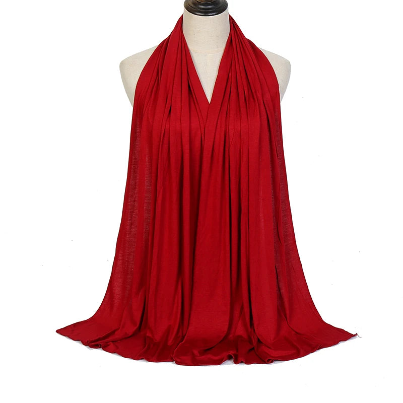Jersey Hijab Scarf - 170x60cm Solid Color Stretch Polyester Shawl