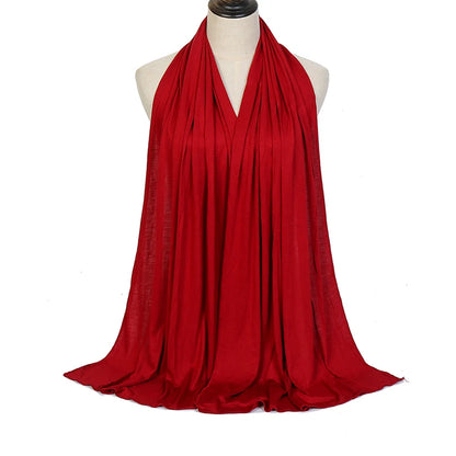 Jersey Hijab Scarf - 170x60cm Solid Color Stretch Polyester Shawl