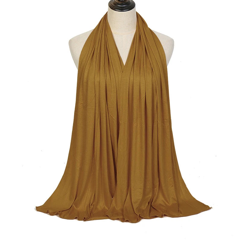 Jersey Hijab Scarf - 170x60cm Solid Color Stretch Polyester Shawl