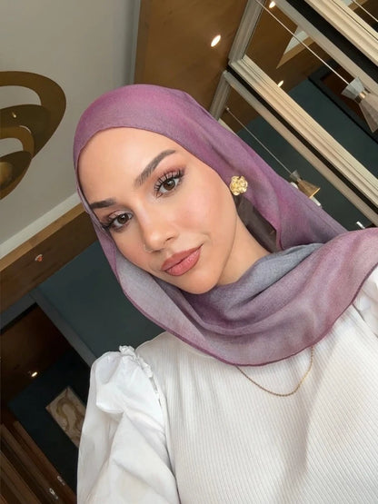 Patterned Voile Hijab Scarf - 170x70cm Modal Headscarf