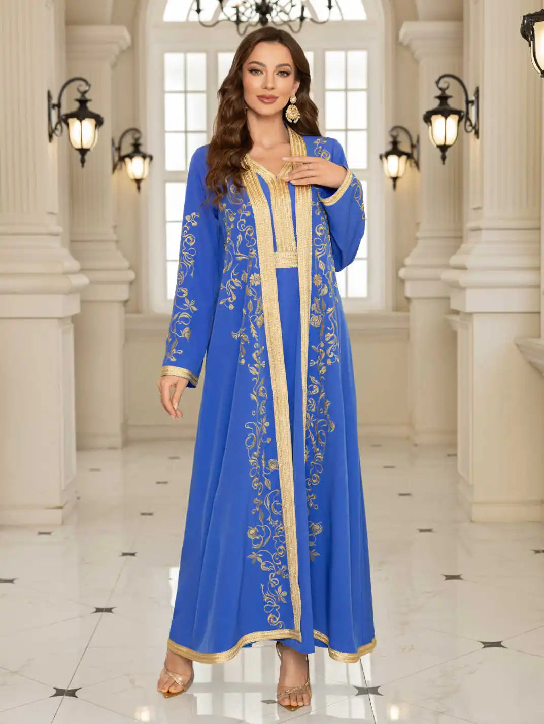 Luxury Abaya Muslim Dress Set | Modest Eid & Party Occasion Wear