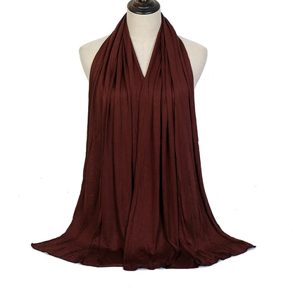 Jersey Hijab Scarf - 170x60cm Solid Color Stretch Polyester Shawl