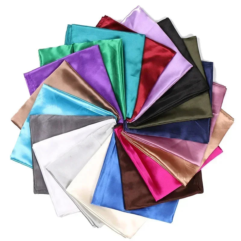 Satin Silk Square Hijab Scarf for Women | 90×90cm Shiny Solid Wrap | 32 Colors