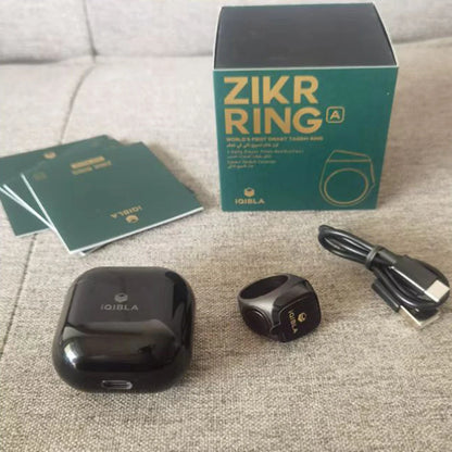 iQibla Smart Tasbeeh Ring M02 PRO – Bluetooth 5.1, OLED Display, 5 Prayer Reminders
