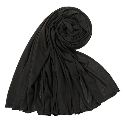 Women's Plain Cotton Jersey Hijab Scarf – Long Soft Shawl, 39 Colors