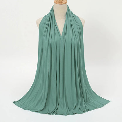 Jersey Hijab Scarf - 170x60cm Solid Color Stretch Polyester Shawl
