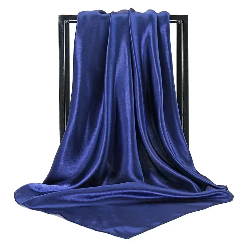 Satin Silk Square Hijab Scarf for Women | 90×90cm Shiny Solid Wrap | 32 Colors