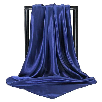 Satin Silk Square Hijab Scarf for Women | 90×90cm Shiny Solid Wrap | 32 Colors