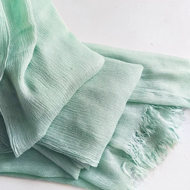 Soft Cotton-Viscose Tassel Hijab – 200x90cm Plain Headscarf (60 Colors)
