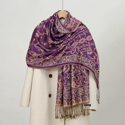 Women's Embroidered Pashmina Hijab Scarf – Soft Cashmere-Feel Shawl