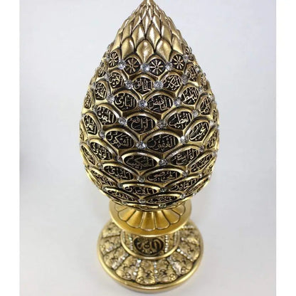 Gold Egg Sculpture with 99 Names of Allah – Rhinestone Islamic Home Decor (2 Sizes)