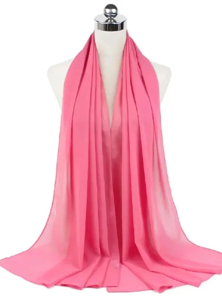 Solid Chiffon Hijab Scarf & Shawl for Women | Ready-to-Wear Muslim Headscarf | 65 Colors