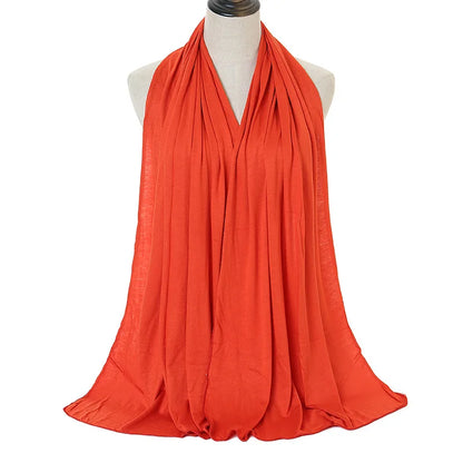 Jersey Hijab Scarf - 170x60cm Solid Color Stretch Polyester Shawl