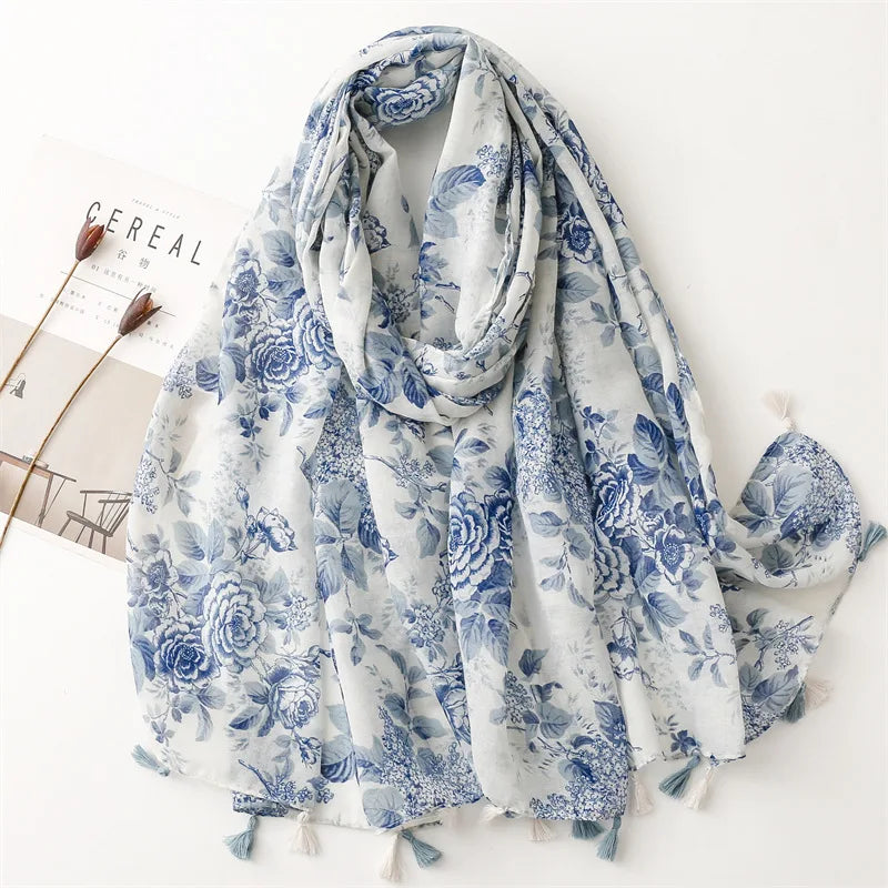 Printed Cotton Hijab Scarf & Shawl for Women | Lightweight Beach Wrap | 5 Designs