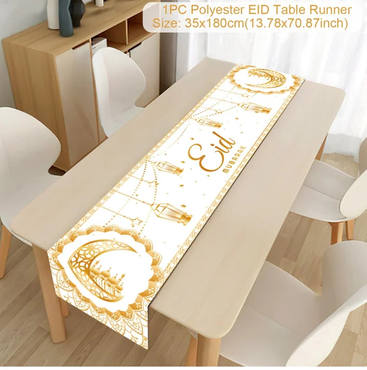 Ramadan Table Runner - Eid Mubarak Cloth Decoration 180x35cm
