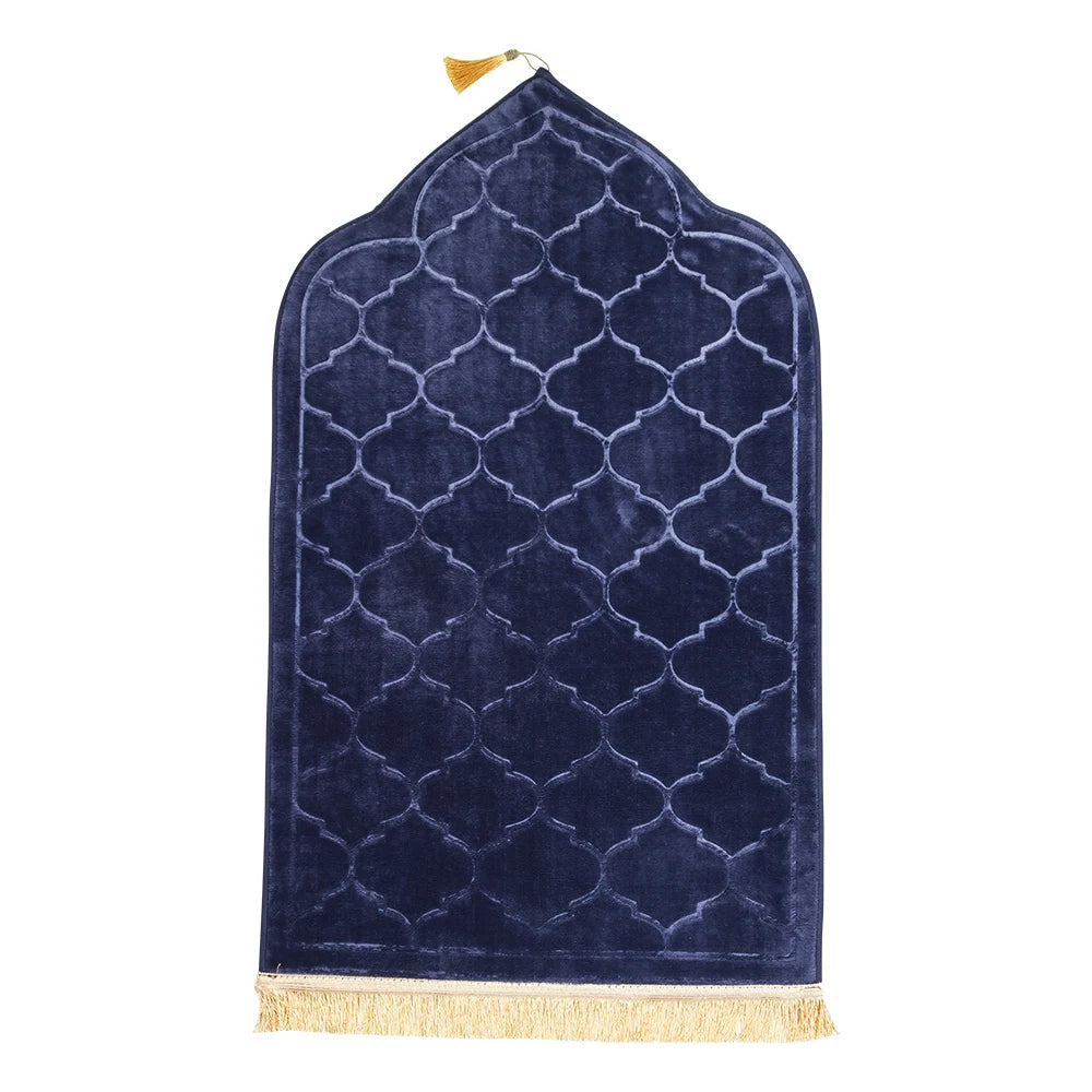 Soft Flannel Muslim Prayer Mat – Non-Slip Embossed Rug for Travel & Daily Prayer | 5 Colors