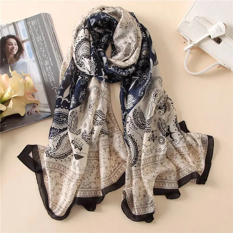 Printed Polyester Hijab Scarf & Shawl - 180x90cm Women's Wrap