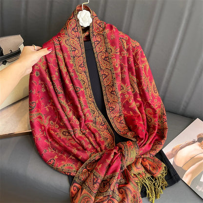 Women's Embroidered Pashmina Hijab Scarf – Soft Cashmere-Feel Shawl