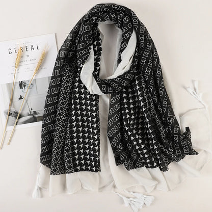 Printed Cotton Tassel Scarf – Large 180x90cm Hijab, Shawl & Beach Wrap (43 Colors)