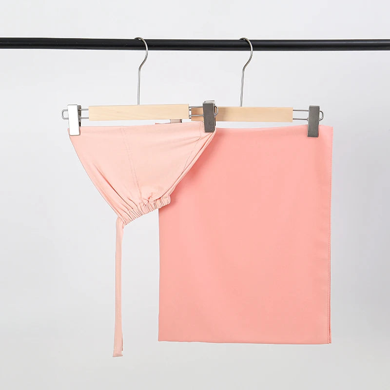 2-Piece Chiffon Hijab & Matching Undercap Set – Plain Shawl with Inner Cap for Women | 42 Colors