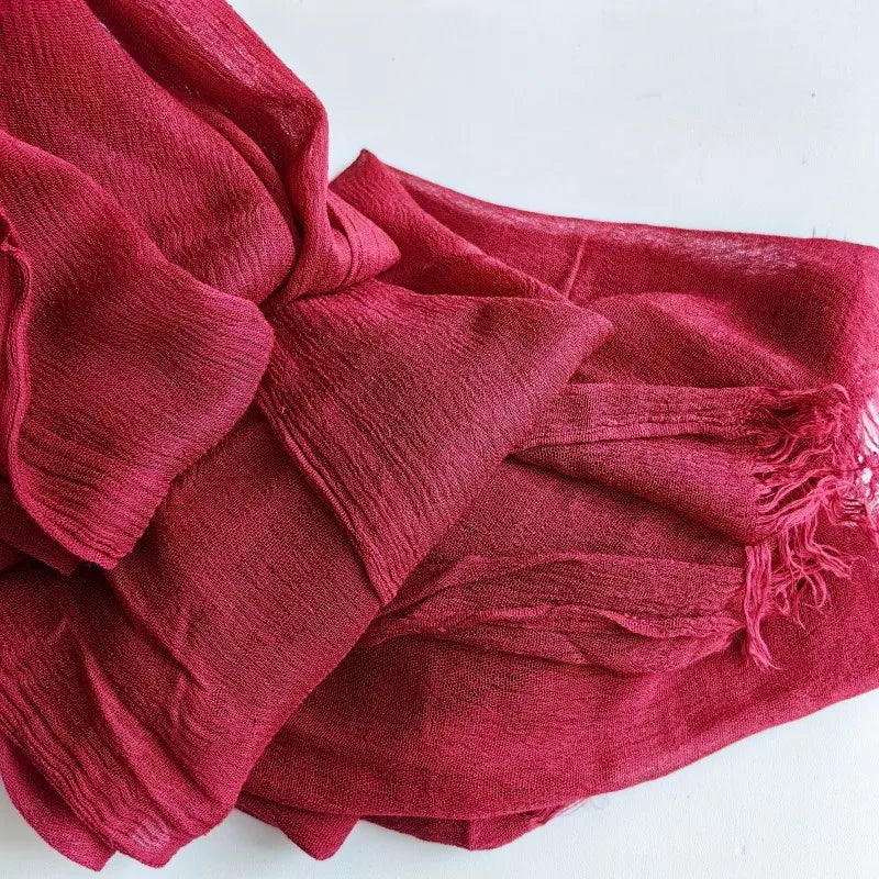 Soft Cotton-Viscose Tassel Hijab – 200x90cm Plain Headscarf (60 Colors)