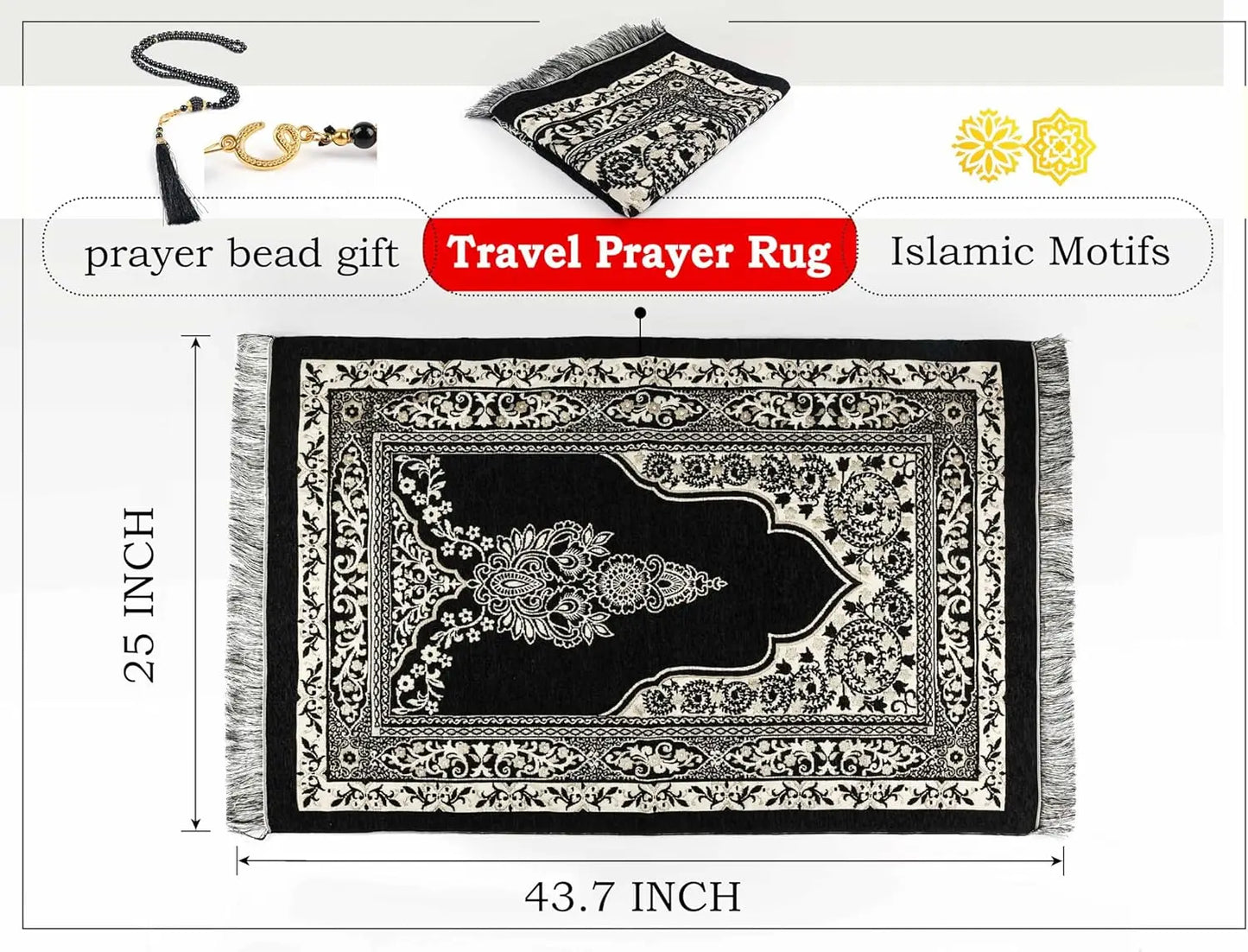 Soft Islamic Prayer Mat – Geometric Pattern Prayer Rug | Machine Washable | Eid Gift