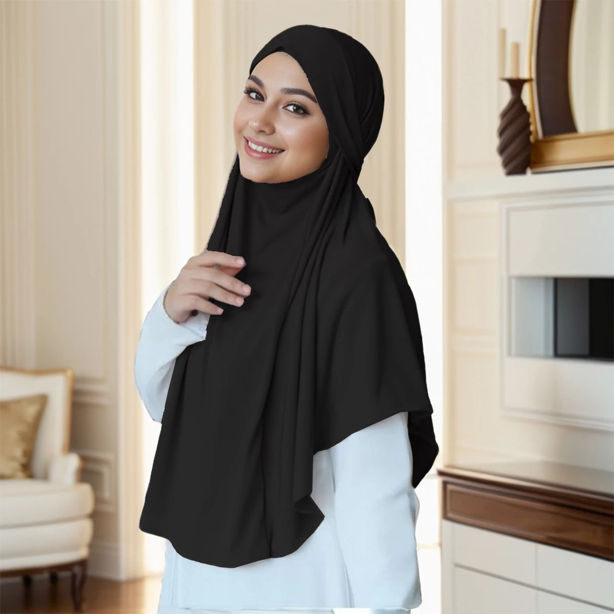 Women's Khimar Hijab with Face Covering – Soft Jersey Niqab Scarf