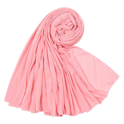 Women's Plain Cotton Jersey Hijab Scarf – Long Soft Shawl, 39 Colors
