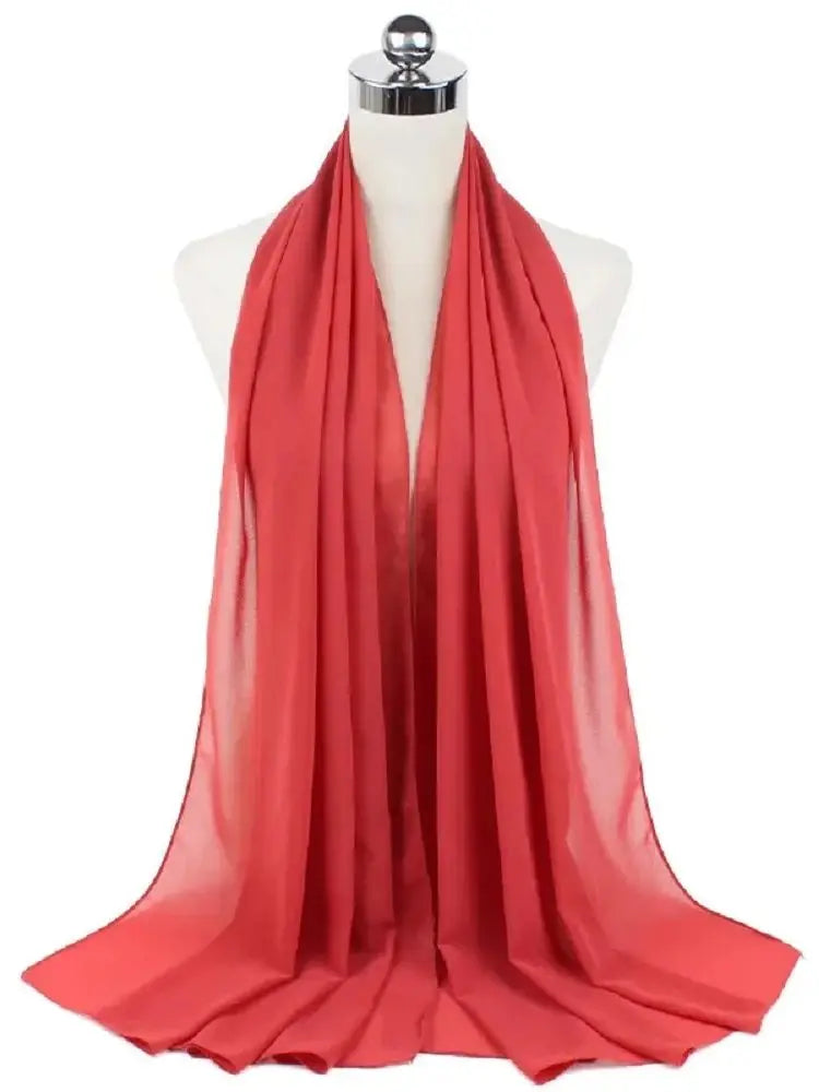Solid Chiffon Hijab Scarf & Shawl for Women | Ready-to-Wear Muslim Headscarf | 65 Colors