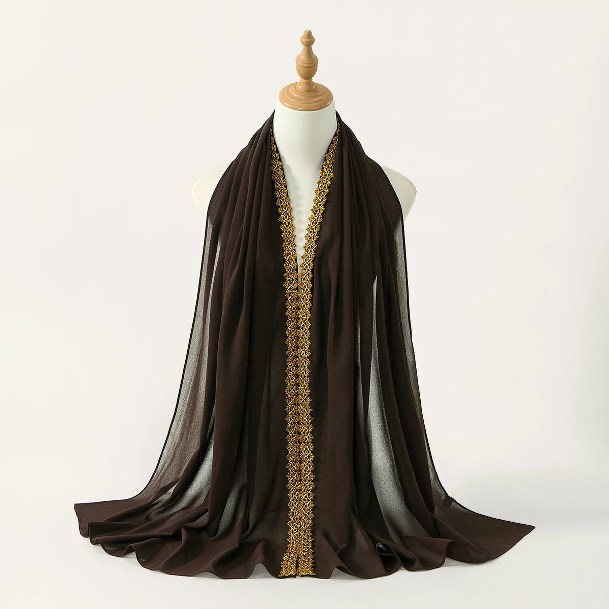 Chiffon Hijab Scarf with Lace & Sequin Detail