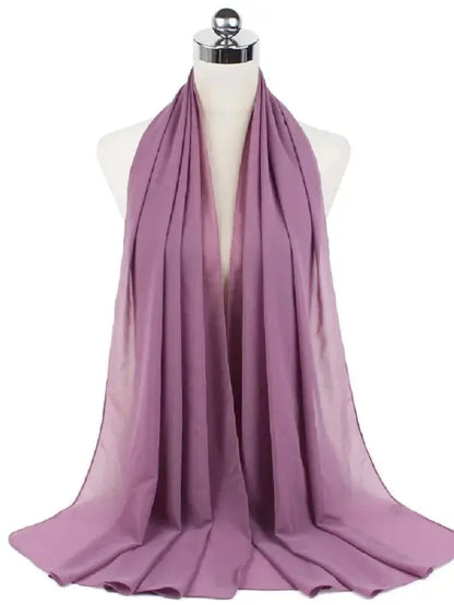 Solid Chiffon Hijab Scarf & Shawl for Women | Ready-to-Wear Muslim Headscarf | 65 Colors