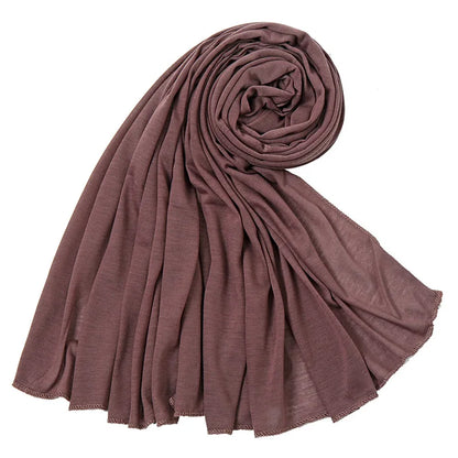 Women's Plain Cotton Jersey Hijab Scarf – Long Soft Shawl, 39 Colors