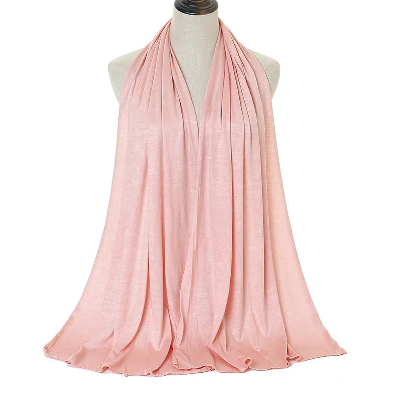Jersey Hijab Scarf - 170x60cm Solid Color Stretch Polyester Shawl