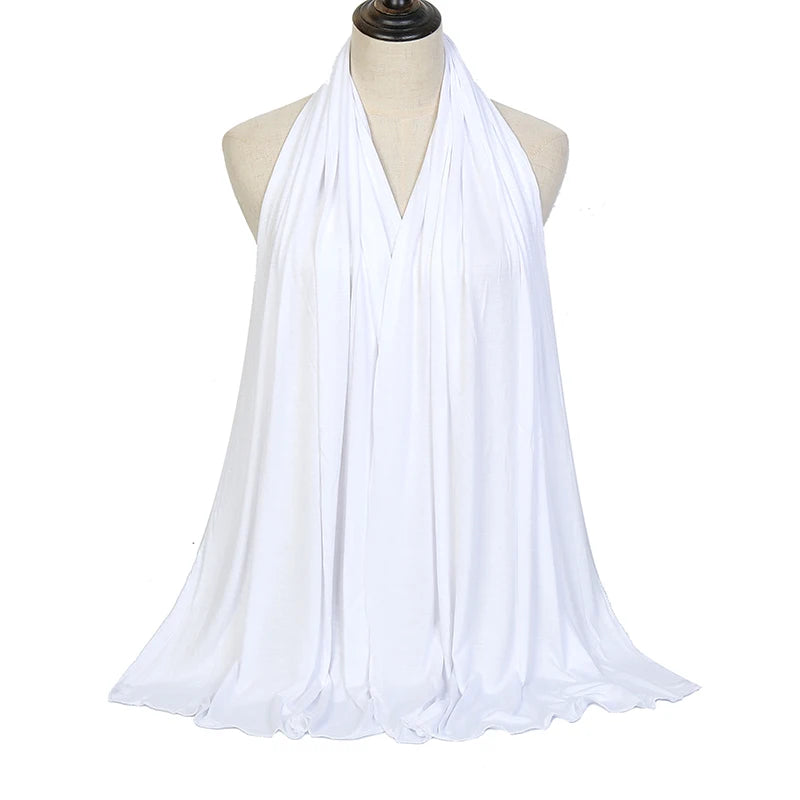 Jersey Hijab Scarf - 170x60cm Solid Color Stretch Polyester Shawl