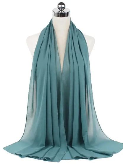Solid Chiffon Hijab Scarf & Shawl for Women | Ready-to-Wear Muslim Headscarf | 65 Colors