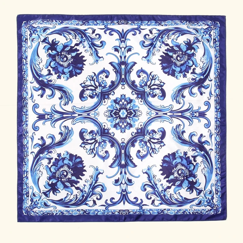 Printed Satin-Feel Square Scarf – Silk-Look Hijab, Turban & Head Wrap for Women | Multiple Sizes & Prints