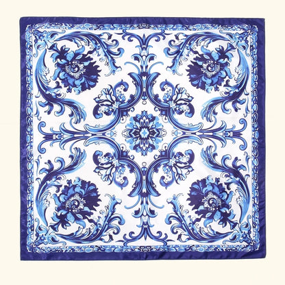 Printed Satin-Feel Square Scarf – Silk-Look Hijab, Turban & Head Wrap for Women | Multiple Sizes & Prints