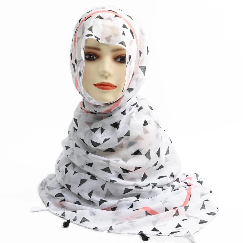 Large Printed Tassel Scarf & Shawl – Cotton Blend Hijab, Beach Wrap & Stole for Women (43 Colors)